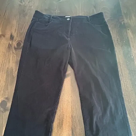 J. Jill Black Corduroy Button Zipper Pants Casual‎ Comfortable Women's Size 14 - Picture 2 of 6